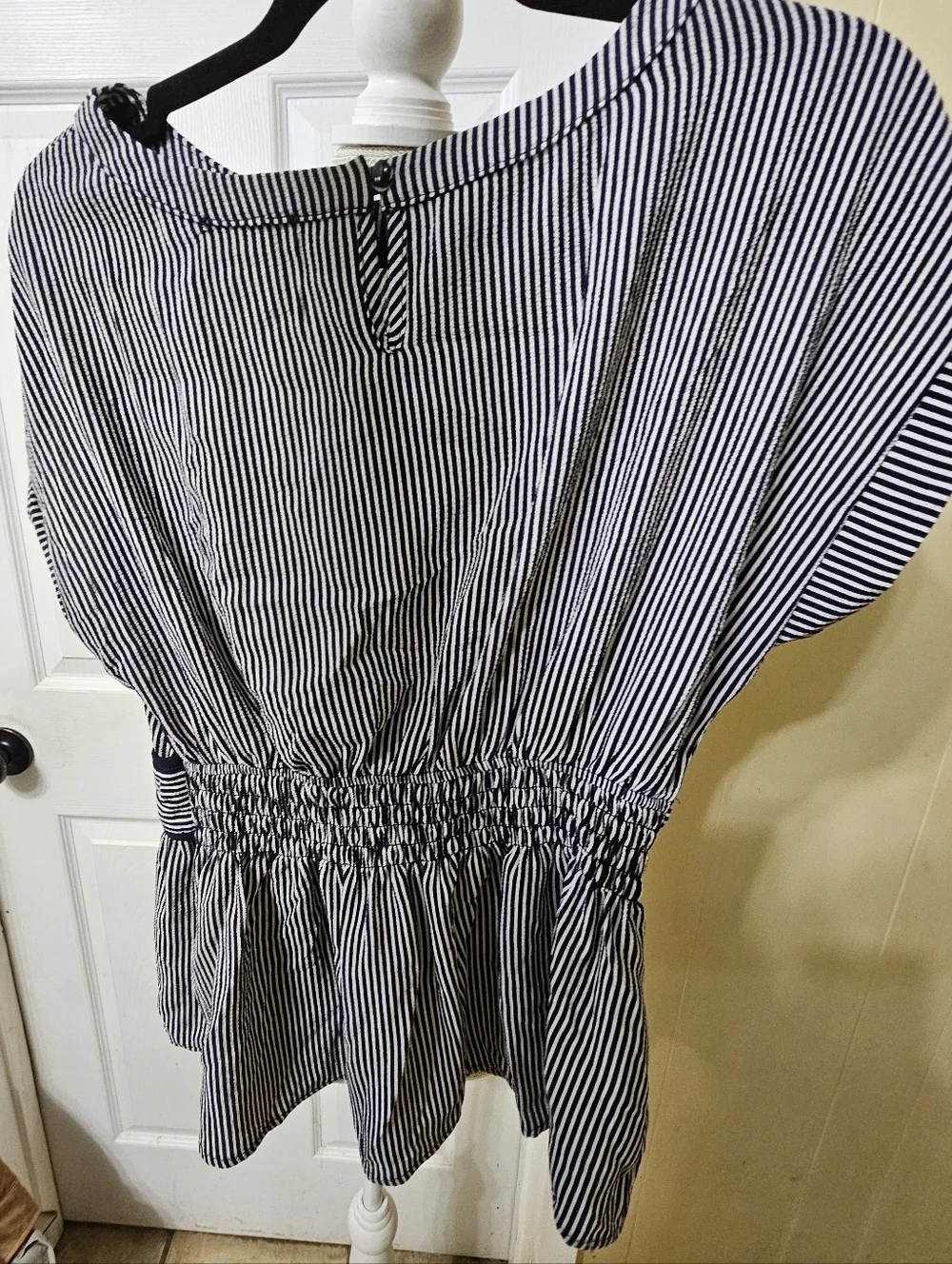 Monteau Navy & White Striped Peplum Blouse - Picture 3 of 8